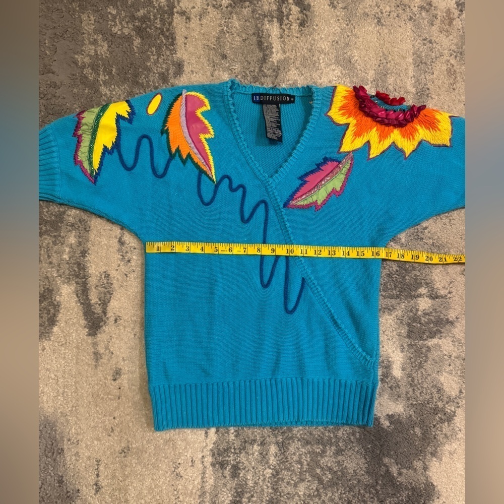 Diffusion Vintage Colorful Embroidered Blue Sweater - Picture 4 of 5